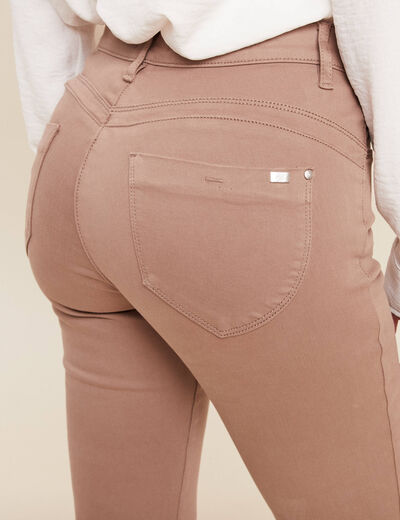 Jean magique ajusté taille standard taupe femme