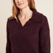 Pull manches longues col polo bordeaux femme