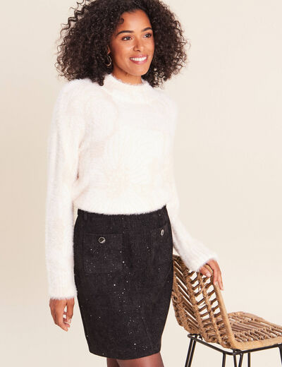 Pull col montant doux beige femme