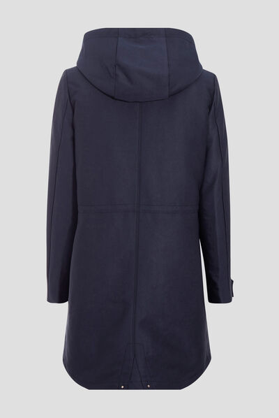 Parka 2-en-1 droite à capuche noir femme