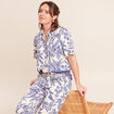 Chemise fluide manches courtes bleu femme