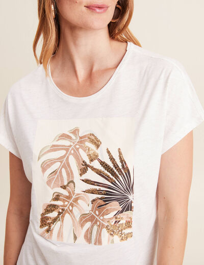 T-shirt manches courtes ecru femme