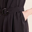 Robe &eacute;vas&eacute;e 3/4 sans manches ceinture noir femme