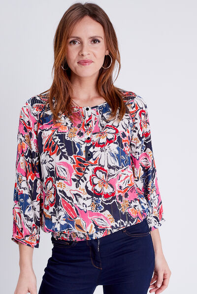 Blouse manches 3/4 orange foncé femme