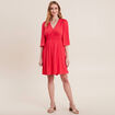 Robe empire smock&eacute;e satin rose cerise femme