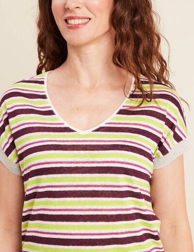 T-shirt manches courtes prune femme