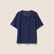 Blouse col V manches courtes bleu marine femme