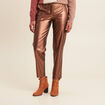 Pantalon ample simili cuir couleur cuivre femme