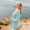 Veste tailleur droite bleu gris femme