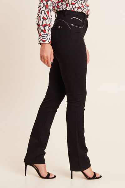 Pantalon évasé taille haute noir femme