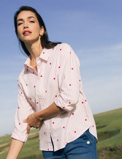 Chemise manches longues fluide rouge femme
