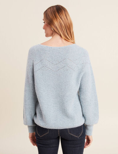 Pull confectionné en France bleu canard femme