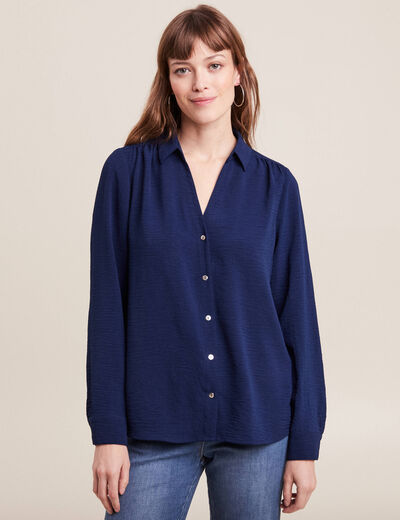 Chemise à manches longues bleu marine femme