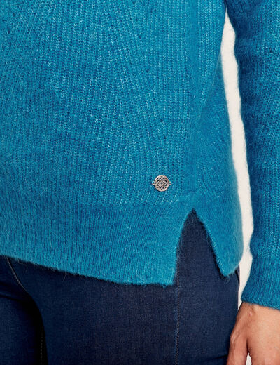 Pull manches longues bleu canard femme