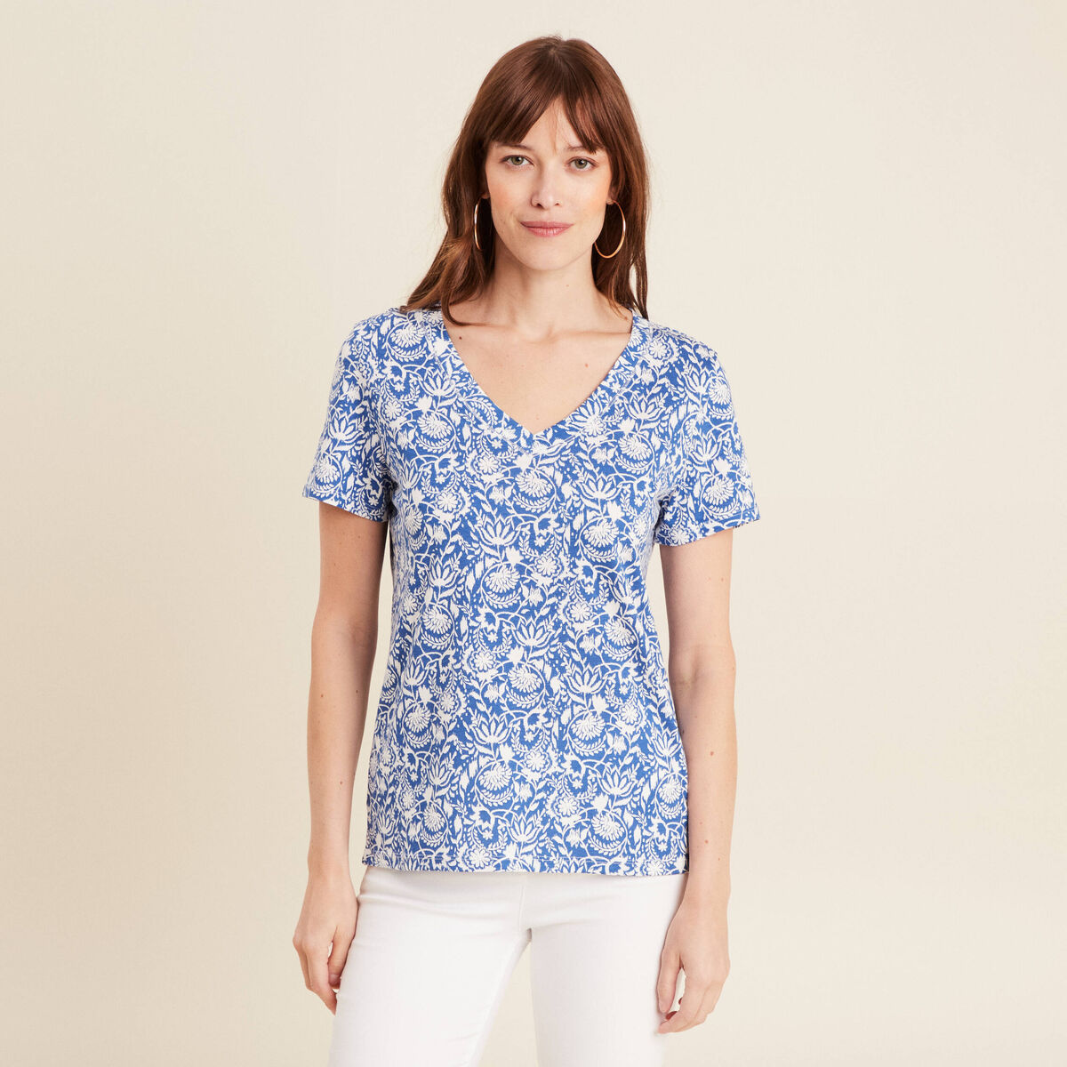 T-shirt manches courtes bleu femme