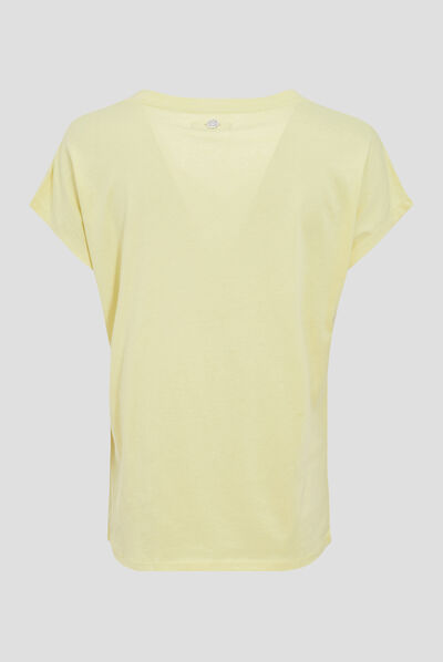T-shirt manches courtes jaune clair femme