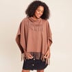 Poncho col b&eacute;nitier sans manches beige femme