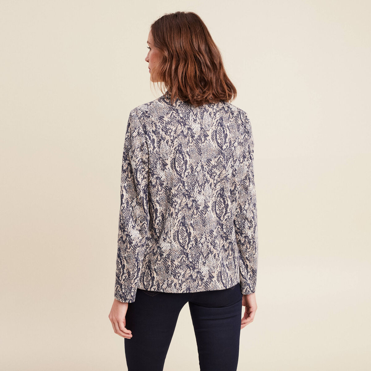 Veste cintrée col châle beige femme