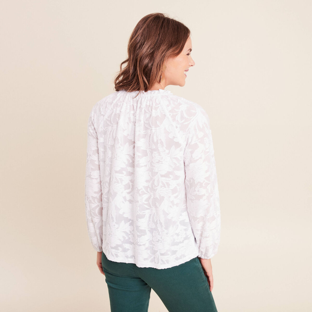 Blouse f&eacute;minine manches longues blanc femme