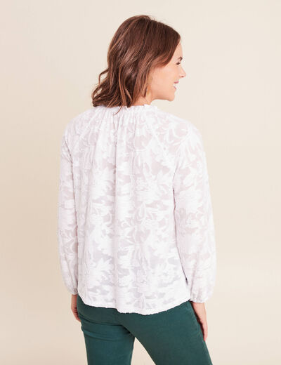 Blouse f&eacute;minine manches longues blanc femme