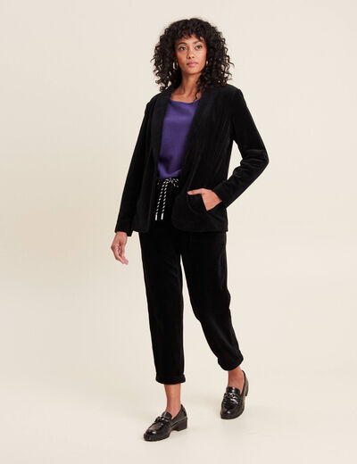 Pantalon coupe mom en velours noir femme