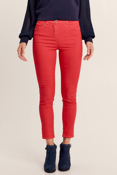 Pantalon léger taille standard 7/8ème rouge femme