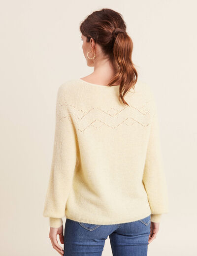 Pull confectionné en France jaune pastel femme