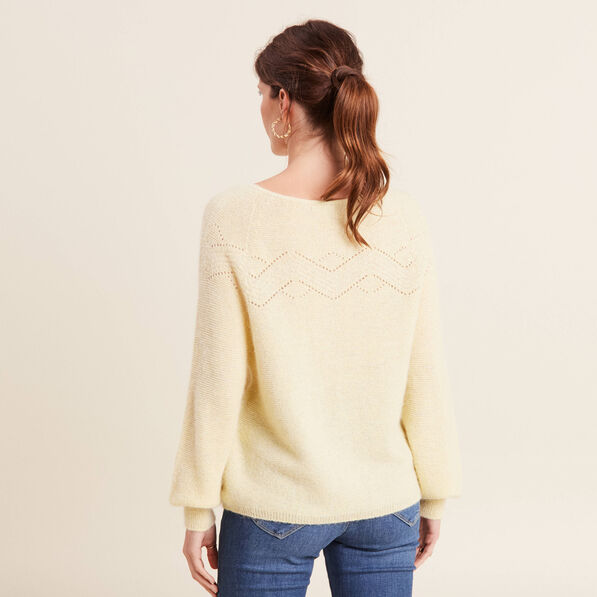 Pull confectionné en France jaune pastel femme
