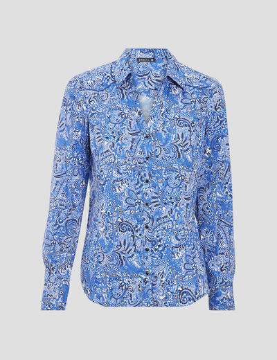 Chemise manches longues bleu femme