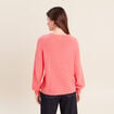 Pull col rond manches longues rose framboise femme