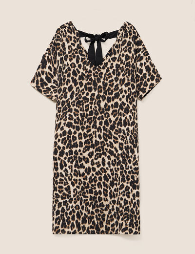 Robe fluide col V creme femme