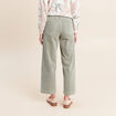 Pantalon large velours c&ocirc;tel&eacute; vert clair femme