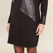 Robe droite détail simili cuir noir femme