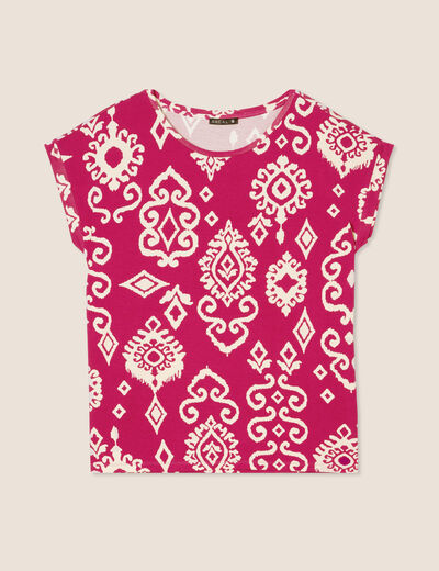 T-shirt manches courtes rose fushia femme