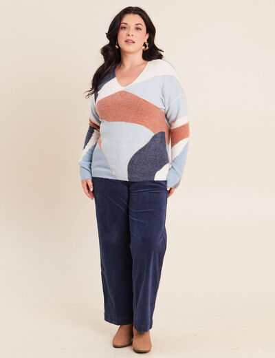 Pull manches longues multicolore femme