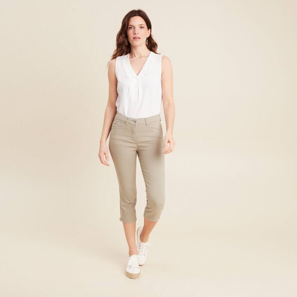 pantacourt droit taille standard vert clair femme Pantacourt droit taille standard vert clair femme