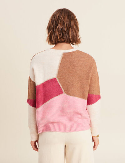 Pull manches longues rose femme