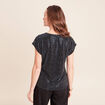 T-shirt cintr&eacute; &agrave; sequins col rond bleu marine femme