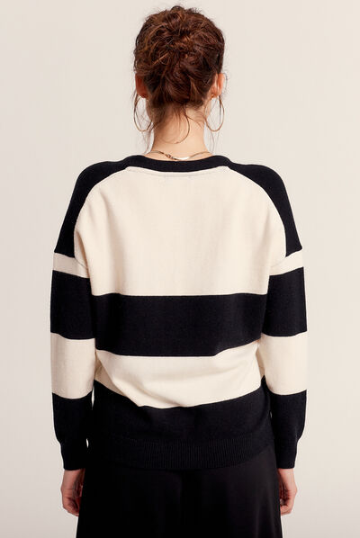 Pull manches longues creme femme