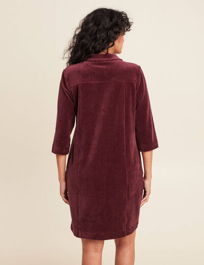 Robe droite velours bordeaux femme