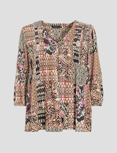 Blouse manches 3/4 creme femme