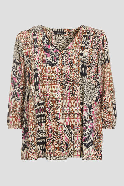 Blouse manches 3/4 creme femme