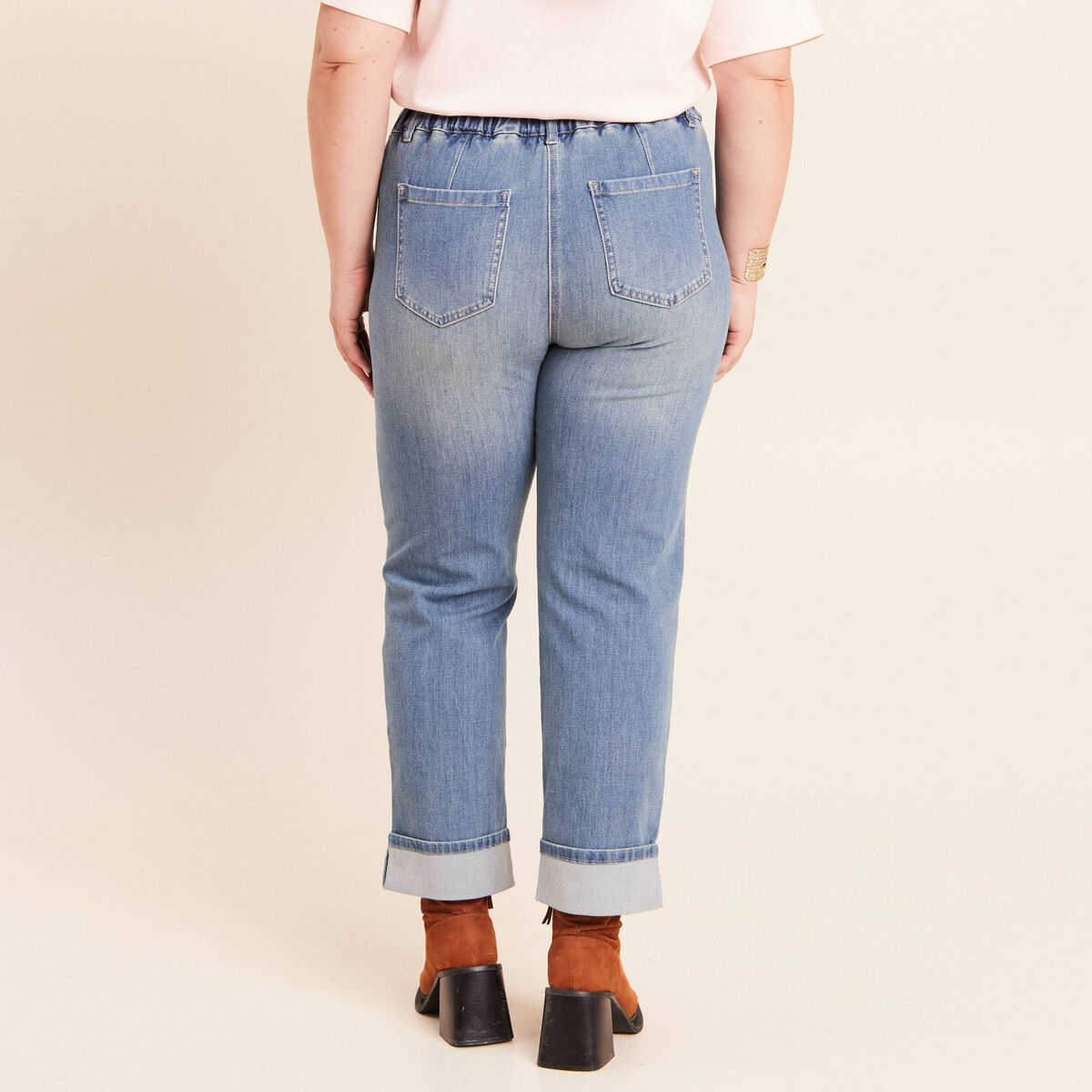 Jean coupe mom 7/8&egrave;me denim double stone femme