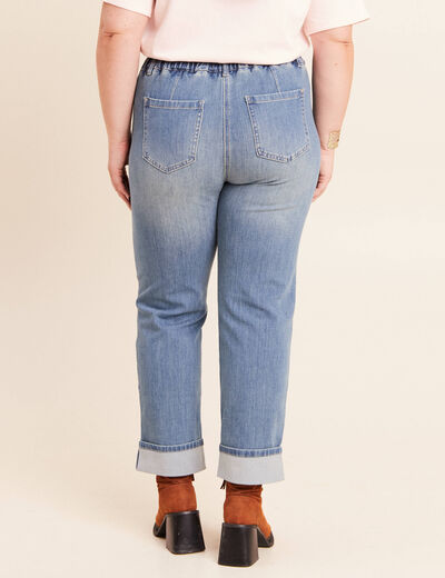 Jean coupe mom 7/8&egrave;me denim double stone femme