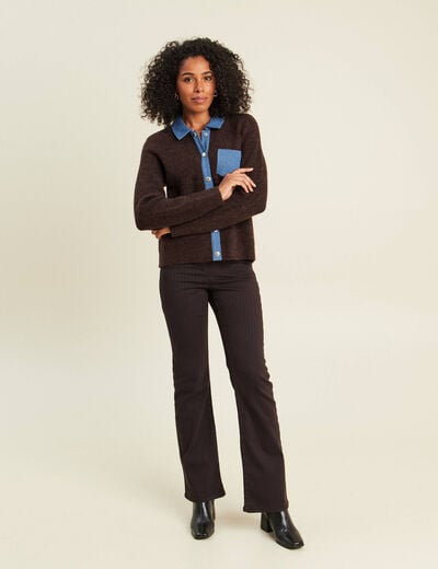 Pantalon magique L'Unique coupe bootcut marron fonc&eacute; femme