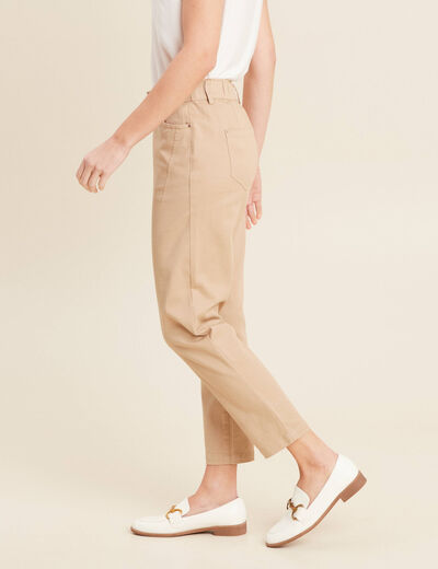 Pantalon coupe droite 7/8&egrave;me sable femme