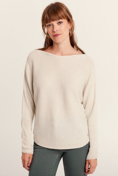 Pull manches longues couleur or femme