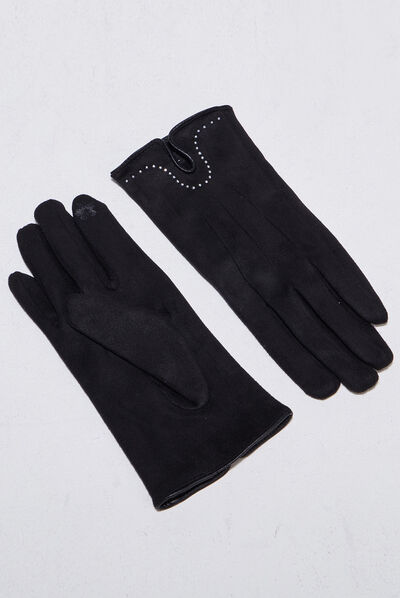 Gants avec strass noir femme