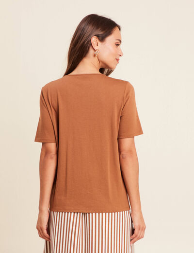 T-shirt manches courtes marron femme
