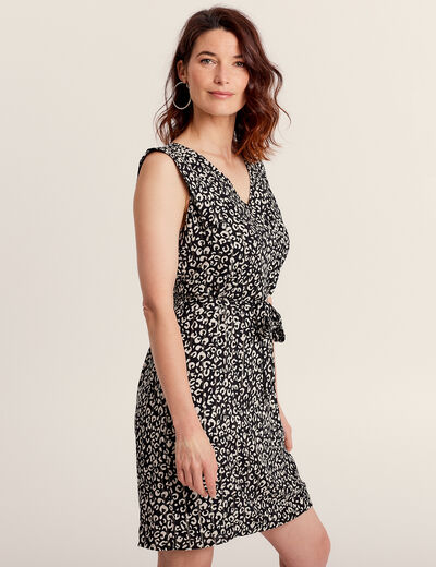Robe droite ceinturée noir femme